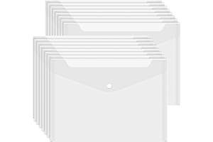 DONDEEN A4 Plastic Wallets Clear, 40Pack Waterproof Plastic Folders, Plastic Folders Popper Wallet Document Folder, Wallet with Press Stud Closure for Home, Office, School and Travel (White)