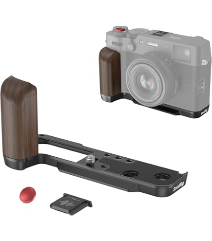 Piastra A L (L-Bracket) Con Sgancio Rapido Per Fujifilm GFX50R - Impugnatura In Legno