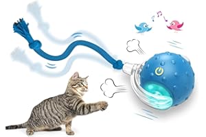 FLERDMAU Jouet Chat Interactif - Jouet pour Chat Balle Interieur - Jouet électrique Automatique pour Chat - Gazouillement - Mouvement Irrégulier & Cache-Cache