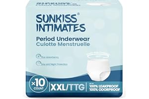 SUNKISS INTIMATES Jednorazowa bielizna okresowa dla kobiet z ciężkim przepływem, bezzapachowe niezbędne artykuły poporodowe, biała, XXL, 10 sztuk