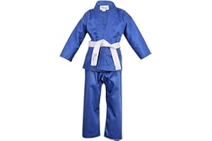 NORMAN Azul Infantil Traje de Karate Cinturón Blanco Gratis Niño Traje de Karate