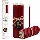 Petekoğlu Wax Candle Wish Candle Natural Honeycomb Slim Long Party Engagement Wedding Ritual Birthday Candle 15 Pieces Beeswax Candle (Maroon)