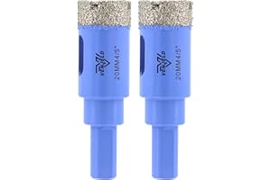 Foret Diamant Carrelage Set 20mm - 2Pcs Scie Cloche Diamant Perçage à Sec pour Céramique Porcelaine Carrelage Marbre Granit avec Tige Triangulaire VENJELD
