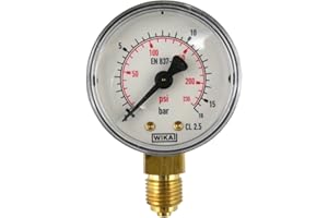FS FITTINGSTORE Senkrecht Manometer Ø40 mm - Klasse 2.5 - Druckluftmanometer (Anzeige: 0-16 bar)
