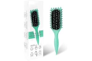 KEXUEZE Lockenbürste, Curl Hair Brush, Haarbürste zum Kämmen und Formen von Männer- und Frauenlocken, um das Ziehen zu reduzieren, Nylonborsten, Lockenverstärker, Unisex (Grün, 24 cm)