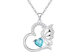 TUSUZIK Collana Donna Argento 925 Cuore Farfalla Dicembre Birthstone Necklace Gioielli per Mogile Regali Anniversario Compleanno Valentins Day