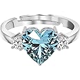 Clara 925 Sterling Silver Heart Stone Ring with Adjustable Band | Gift for Women Wife Girls