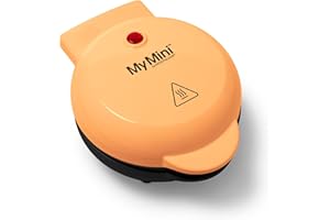 Nostalgia MGD5OR MyMini Persönliche elektrische Grillplatte Perfekt für gesunde Chaffles, Mandelmehl, Keto und kohlenhydratarme Diäten, Eier,Pfannkuchen,Frühstückssandwiches,Quesadillas,Kekse,Orange
