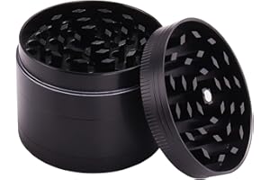 Kinstecks 2,1" młynek do ziół młynek do przypraw aluminiowy 4-częściowy młynek do przypraw z idealnym skrobakiem do pyłku dla smakosza, który chce doskonałości kulinarnej-czarny