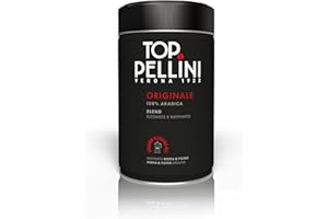 Pellini Caffè Top 100% Arabica, Caffè Macinato per Moka dall'Aroma Intenso e Avvolgente, Miscela 100% Arabica a Tostatura Delicata, Confezione da 250g