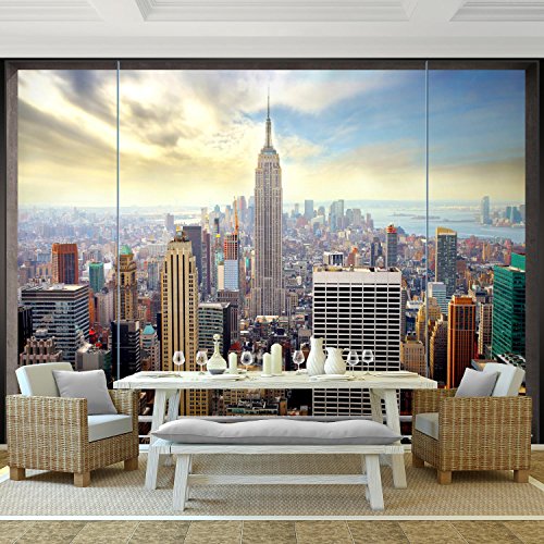 Fototapete Fenster nach New York 352 x 250 cm – Vliestapete – Wandtapete – Vlies Phototapete – Wand – Wandbilder XXL – !!! 100% MADE IN GERMANY !!! Runa Tapete 9026011a - 2