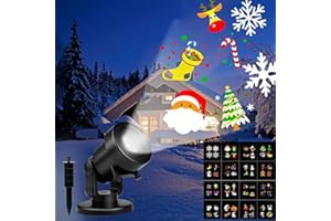Vokot P668 Proiettore led con luci di natale, fiocco di neve e immagini natalizie da interno o da esterno IP44, proiettore con 12 schede adatte per qualsiasi evento o festa.