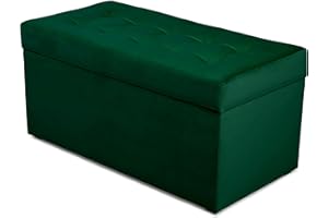 MG Design Polsterhocker 45 x 90 cm Grün mit großem Stauraum (ca. 100 L), bis 300 kg belastbar, weich mit dezentem Schimmer, pflegeleicht – Wohnbereich, Schlafraum & Flur