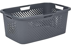 SUNDIS Pixel, Wäschekorb 40l, aus recyceltem Kunststoff, grau, 4 seitliche Griffe, Belüftung an allen 4 Seiten