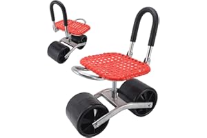 SXHLSELLER Fotel Ogrodowy na Kółkach z Kółkami, Stołek Ogrodniczy do Sadzenia, Regulowane Krzesło Ogrodowe na Zewnątrz, na Patio i Podwórko, Pomocnik w Ogrodnictwie