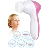Pilli Y&uuml;z Cilt Temizleme Cihazı Siyah Nokta Peeling Fır&ccedil;a Seti V&uuml;cut Y&uuml;z Bakımı 5 In 1 Masaj Aleti
