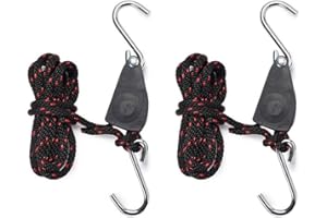 Akemaio 2 Piezas de 1/4 Pulgada de Cuerda Polea Ratchet Perchas, Metal Engranajes internos de elevación polea de Acero Inoxidable Cuerda de trinquete Deslizante Cuerdas de elevación