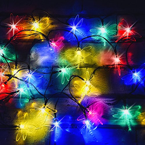 Solar Lichterketten aus 30 Mehrfarbigen Solarbetriebenen LED Libellen-Lichtern, lichterkette, solar lichterkette, mehrfarben solar lichterkette, solar lichterkette außen, Solarleuchten, Solarleuchte von SPV Lights: Der Solarlicht- & Beleuchtungsspezialist (2 Jahre kostenlose Gewährleistung inklusive) - 3