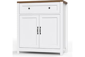 Blishom Küchenschrank, Sideboard mit Schubladen, Aufbewahrungsschrank mit Arbeitsplatte, Kommode mit 1 Schubladen und 2 Türen, für Wohnzimmer, Küche, Flur (Retro)