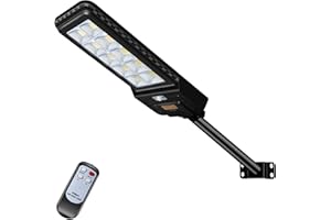 Kingwei 500W Farolas Solares Exterior LED, Farola solar exterior potente con Panel Solar 6500K Luz blanca fría, 660LEDs, Farola con control remoto y