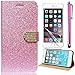 Produktbild Sunroyal Dauerhaft Pink Rosa Elegant Luxus Muster Flip Folio Case Wallet Cover Brieftasche Klapp Schutzhülle Schale für Apple iPhone 5 5G 5S SE 5SE Tasche Bling Glitzer PU Leder Hülle Ledertasche Handy Lederhülle Etui Schale PC Plastik Harte Zurück Rückseite mit Strass Magnet Closure Verschluss, Standfunktion, Kredit Kartenfächer + HD Super Klare Displayschutzfolie + Stylus Stift Touch Pen