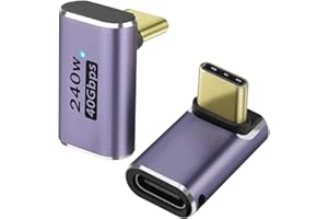 GELRHONR Adapter USB C 90 stopni, konwerter przedłużacza USB 4.0 typu C, szybkie ładowanie 240 W, transfer danych 40 Gb/s, wideo 8K przy 60 Hz, kompatybilny z Thunderbolt 3-2-pak (240 W USB C adapter