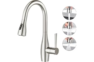 CREA Kitchen Tap With Pull Out Spray, 3 Function 360° Swivel Mixer for Sink, Single Handle Stainless Steel