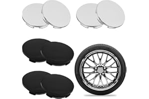 Xmart 8 Stück Auto Nabenkappen OD 60mm ID 56mm Car Radnabenkappen Set ABS Radnabendeckel Schwarz Nabendeckel Felgendeckel Universal Radnabenabdeckung Nabenkappen Silber Felgenkappen Nabenabdeckung
