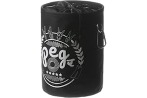 Bepilesto Large Peg Bag Waterproof with Draw String, Hanger Clips Hanging Snap Hook for Outdoor Use Black