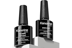 Kanorine Gel Polish 2x10ML No Wipe Top and Base Coat Shine Finish and Long Lasting Soak-Off NO-HEMA