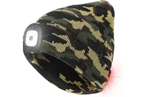 CestMall Berretto in Maglia con Luce Cappello Illuminato con Spia Luminosa e Rossa Berretto 4 LED, LED Lighted Beanie cap a Ricaricabile USB con 3 Livelli di luminosità e 3 modalità di Luce Rossa