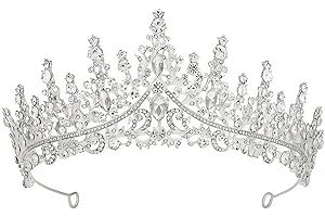 Heanvmyss Corona de Princesa,Tiara de Boda Novia,Corona Cristal Tiara,Corona de Boda,Tiaras de Plata,Tiara de Novia,Corona Reina,Corona de Diamantes de Imitación para Fiestas,Cumpleaños,Mujer