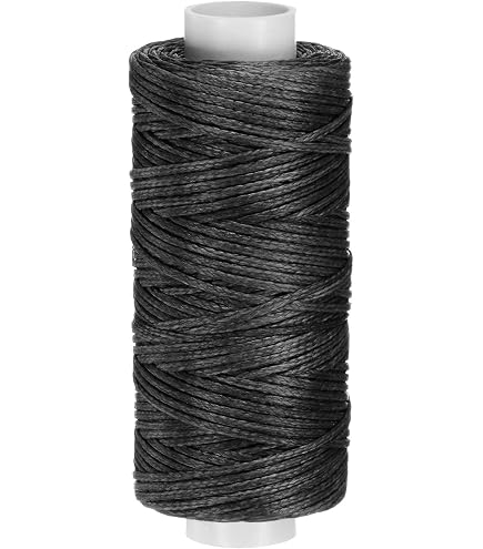 Fil Ciré Plat 0,8 Mm X 260 M Noir - Fil à Coudre Polyester Résistant Pour Cuir, Artisanat, Reliure Et Bijoux