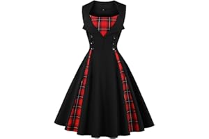 AXOE 1950s Dresses for Women with Polka Dot Print and Buttons Vintage Style