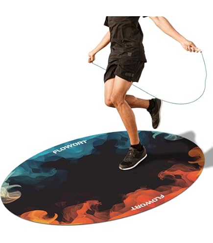 Flowort Jump Rope Mat Large Rubber Exercise Mat Indoor Outdoor Shock Absorbing Mat, Non-Slip Oval Design For Floor & Rope Protection, Workout Mats For Home Gym Flooring(Blue), Mats - Canada - View #4