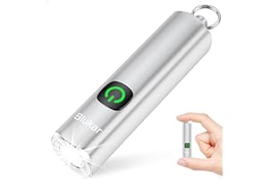 Blukar EDC Lampe Torche LED Rechargeable, Mini Lampe de Poche Porte-clé LED Puissante, 3 Modes, Fonction Mémoire, Étanche, Compact & Portable Petit Torche pour Extérieur/Urgence/Camping,Argent