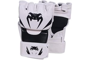 Harilla Gants MMA Sparring Gear Sac de Frappe Gants d'arts Martiaux Gants de Kickboxing en Cuir PU Respirant pour Femmes Hommes Workout Punching Bag Fitness, Blanc