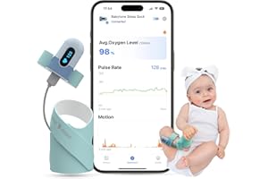 Babytone Baby Sleep Monitor, Smart Baby Sleep Sock Tracking Heart Rate, Oxygen Level and Movement, Wearable Infant Foot Monitor with APP Bluetooth for 0-36 Months Newborn