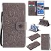 Produktbild Lonchee Sony Xperia M2 / M2 Leder Wallet Tasche Brieftasche Schutzhülle , Sonnenblumen geprägten Muster Design Hochwertige PU Leder Folio Tasche Case Hülle im Bookstyle mit Standfunktion Kredit Kartenfächer (grau)