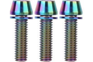 TBEST Vis Titane M6,Vis De R¨¦Glage De La Tige,3 Pi¨¨Ces En Alliage De Titane Durable Guidon De V¨¦Lo Vis De La Tige De Frein ¨¤ Disque De V¨¦Lo Collier De Serrage Accessoire De Vis(M6*20Mm-Co