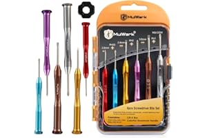 MulWark 6pc Magnetic Micro Precision Screwdriver Set - Mini Flat & Phillips Heads for Glasses, Watch, iPhone & Electronics Repair (CR-V Steel)