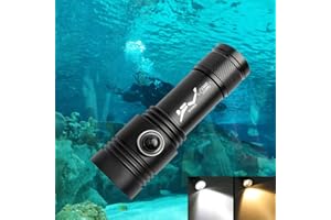 Diving Torch 3000 Lumens, WESLITE Scuba Diving Flashlight Rechargeable Underwater Dive Torch IPX8 Waterproof Dive Light Torch with 2 * XHP50 LED, Battery and Charger Included (White & Yellow Light)