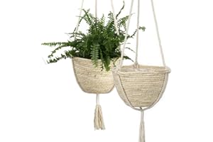 HUSHUI Cesta de Maceta Colgante, cestas de Plantas de Algas Marinas Colgantes Naturales, Soporte de Cesta de plantación de Flores de Capa dural, decoración de jardín