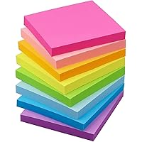 OFIXO 400 Sheets (5 Mix Assorted Colors * 80 Sheets Each Color) Fluorescent Paper Self Adhesive Memo Pad Sticky Notes…