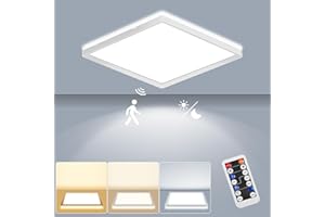 LEZOE LED Deckenleuchte mit Bewegungsmelder, 18W 1800LM Radar Deckenlampe Dimmbar, Warmweiß/Neutralweiß/Kaltweiß IP54 Sensorlampe Für Badezimmer, Garage, Treppen, Keller, Flur, Balkon, Diele 22x2.5cm