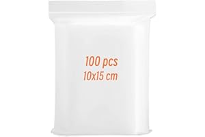 K KAREZOG Resealable Plastic Bags,100 PCS 10x15cm Grip Seal Bags,Small Clear Ziplock Bag Little Baggies Sealed Sample Bag,Plastic Bag Sealable for Jewellery Drugs Candies Spice Nuts (10 x 15cm -100pcs)