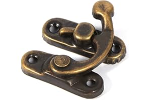 TYENAZA Scatola portagioie da 12 pezzi Chiusura con chiusura a cerniera Scatola in legno con chiusura a cerniera Gancio con viti Tono bronzo massiccio Antico(L-Bronzo)