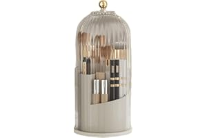 ShawFly Rotating Makeup Organiser, 360 Degree Makeup Case Dustproof Cosmetic Storage Box with Lid for Organizing Cosmetics Perfume Jewellery Skin Care Products (White)