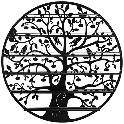 Kunstvolles Vogel & Baum Design Schwarz Metall Wand montiert Be-Active Kochgeschirr-Großen Nagellack-Rack/Organizer Display – MyGift - 2