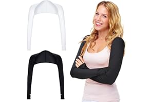 YOLEV 2 Piezas Protección UV Bolero Mujer Protección Solar Bufanda Calentadores de Brazo Seda de Hielo Bufanda de Enfriamiento Puños de Brazo con Agujeros para los Dedos Guantes sin Dedos Mangas